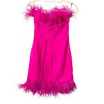 IORANE Feather Sleeveless Mini Dress Hot Pink 38/S Photo 1