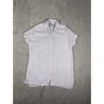 Lola River Womens Linen Top Xs Purple White Striped Tencel Button Down‎ Shirt Photo 2