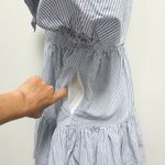 Saylor Blue White Stripe Zerina Plunging V Neck Puff Short Sleeve Mini Dress S Photo 3