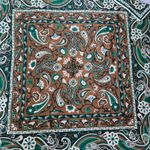 Vtg. Accompli 100% Silk Scarf Green Brown Paisley Floral Square Made In Japan Photo 7