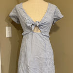 Lulus Blue and White Striped Mini Dress Cutout Tie Front Short Sleeve S Photo 0
