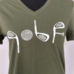 Source Unknown "Golf" Olive Graphic V-Neck T-Shirt Sz SM Photo 1