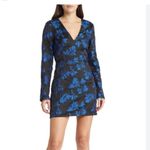 Lulus  Elegant Taste blue and black jacquard long sleeve XS cocktail mini dress Photo 1
