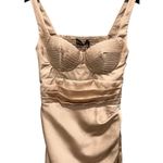 Lavish Lice NWT LAVISH ALICE Pleated Corset Satin Cocktail Dress In Clay Beige (US/4) Photo 3
