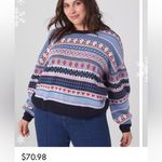Lane Bryant Festive Blue and Red Sweater Photo 1