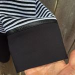 Ming Wang EUC  Open Front Sweater Top Black White Stripe Faux Leather Trim Medium Photo 4