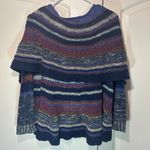 Rosie Neira Anthropologie Curved Stripes Crochet Cardigan Sweater Metallic Small Blue Photo 4