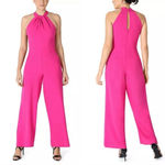 Julia Jordan  Sleeveless Twist Halter‎ Neck Jumpsuit Pink Fuschia Size 4 Photo 1