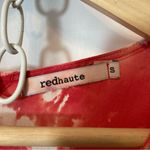 Red Haute 100% Silk Red and White Tie Dye Long Sleeve Button Back Blouse Top Photo 4