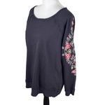 Knox Rose NWT  Embroidered Floral Flower Coal Soft Boho Coastal Top Large Photo 1