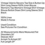 Valerie Stevens Vintage Top Size 6 Button Up Shirt Long Sleeve 100% Linen Blouse Women's Top Photo 1