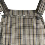 American Eagle Plaid Pinafore Dress M Brown Check Button Strap Mini Dress Photo 2