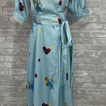 HEIND Elegant Blue Wrap Hearts and Cherubs Wrap Dress Size M Photo 0