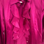 Lafayette 148 New York 100% silk ruffle blouse in fuschia pink EUC Size 6 Photo 5