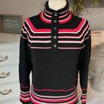 Liz Claiborne  Lizsport Petite Sweater Black Striped Cotton Acrylic Cotton MP Photo 3