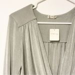 Free People  Womens Size Medium Intimately Grey Shimmer Turnt V Neck Long Sleeve Photo 3