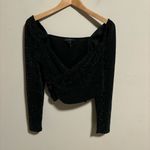 1. State  Cropped Textured Wrap Top Black Glitter Shimmer- Size Small Photo 1