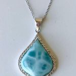 Sterling Silver 925 NOA Larimar Stone Pendant Necklace Photo 11