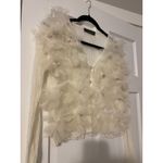 RICH RADI QS Diamond Mesh Floral Cream Cardigan Large Sheer Feminine Luxury Glam Photo 2
