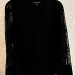 Catherine Malandrino Elegant Black Lace Sleeve Blouse L Photo 0