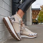 OTBT Hybrid High Top Platform women’s Sneaker size 6.5 shoes animal print lace- Photo 0