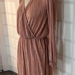 River Island  Pink Plisse Pleated Long Sleeve Surplice Mini Dress Sz 10 UK/6 US Photo 3