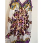 ECI  New York Dress‎ size 2 Silky Slip Babydoll Purple Paisley Boho Photo 4
