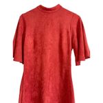 Jealous Tomato Large burnt orange mini short sleeve Velvet Sheath dress mock Neck back zipper Photo 6