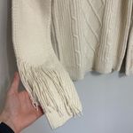 NWT G by Giuliana Black Label Boho Fringe Sleeve Polo Sweater in Ivory Photo 5