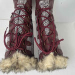 NWT Solene Womens Black Plaid Fur Trim Lace Up Mid Calf Boots US 9 Size 10 Photo 6