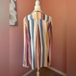 Bella Dahl vertical rainbow striped casual comfy classic button down Mykonos XL Photo 5