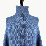 Vintage 80s Handmade Baby Alpaca Knit Cape Poncho Funnel Neck | Sz Medium | Blue Photo 5