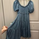 Blu Pepper  Blue Puff Sleeve Tiered Dress Size M Photo 1