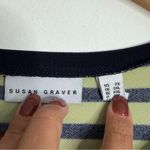 Susan Graver Green & Black Stripe Tunic 2X Shoulder Button Detail long Sleeves Photo 3