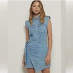 Derek Lam  10 Crosby Giselle Tie‑Front Cargo Mini Dress Light Wash Denim 6 NWT Photo 4