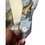 Elie Tahari  Womens Floral Satin Top Party Blouse Size S Gray Blue Short Sleeve Photo 7