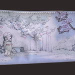 Disney  Store Pale Blue Wallet Mulan & Cherry Blossom Art Zip Closure no strap Photo 0