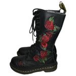 Dr. Martens  Women’s Size 6 Black Leather Vonda Floral Rose 14 Eye Zip Tall Boots Photo 4