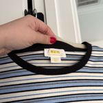 Maeve  Anthropologie blue striped short sleeve Crewneck top stretch ribbed Photo 1