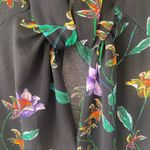 H&M black multicolored floral sleeveless blouse shirt with cut out Photo 3