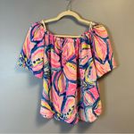 Lilly Pulitzer  Top Off The Shoulder Sain Blouse in Pink Sunset Sunny Side S EUC Photo 1
