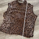 Vintage apart silk high neck leopard print sheer sleeveless blouse medium Brown Photo 10