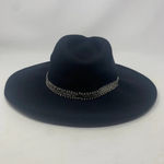 ZARA Hat Wool Fedora Hat with Crystals Rhinestones Wide Brim Black Size Small Photo 3