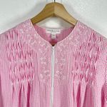 Miss Elaine Seersucker Robe Embroidered Zip Front Lounger Pink Seersucker Small Size undefined Photo 4