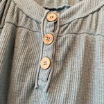 Free People  Must Have Thermal Ribbed Relaxed Henley Top in Bright Aqua Size Med Photo 3