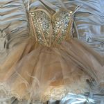 Sherri Hill Champagne & Silver Homecoming Mini Dress Photo 0