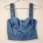 Just Cavalli  Blue Cropped Top Denim Padded Cups Size 40 US Small NWT Photo 1