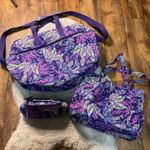 Vera Bradley  Traveler Carry On Overnight Set Purple Print 3 Piece Floral Escape Photo 0