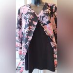JM Collection Women's Printed Split-Front Tunic Top (Black Pink, Medium) Blouse Photo 5