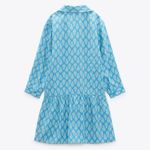 ZARA The Carly Blue & White Floral Printed Button-Up Flounce Mini Dress Medium Photo 4